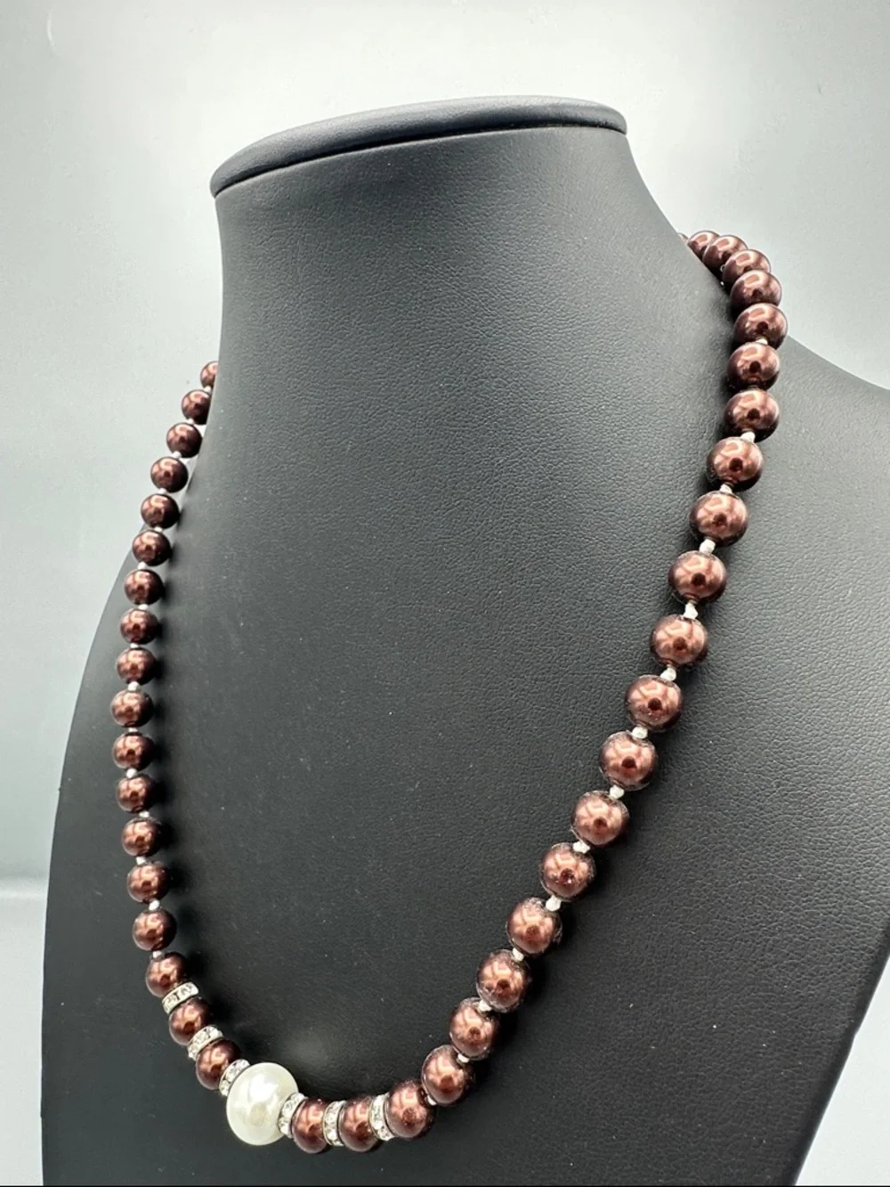 Pearl Accent Brown Beaded Necklace